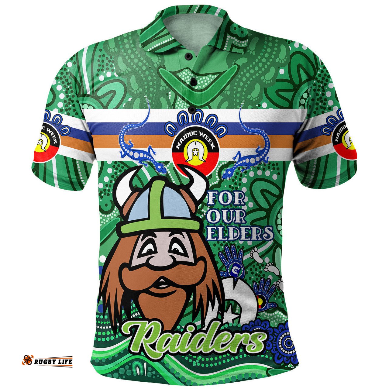 Canberra Raiders Naidoc Week Custom Polo Shirt - For Our Elders Home Jersey Polo Shirt