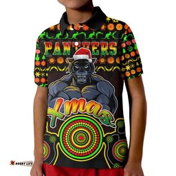 Custom Personalised Panthers Christmas Vibe With Aboriginal Dot Panting Style Polo Shirt  Amazing Aussie