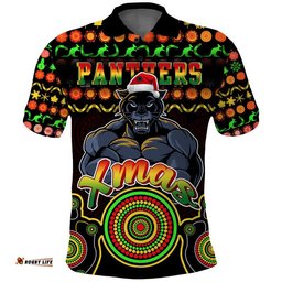 Custom Personalised Panthers Christmas Vibe With Aboriginal Dot Panting Style Polo Shirt  Amazing Aussie