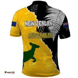 Australia Rugby Mix New Zealands Rugby Polo Shirt Wallabies Versus Silver Fern Sporty Basic