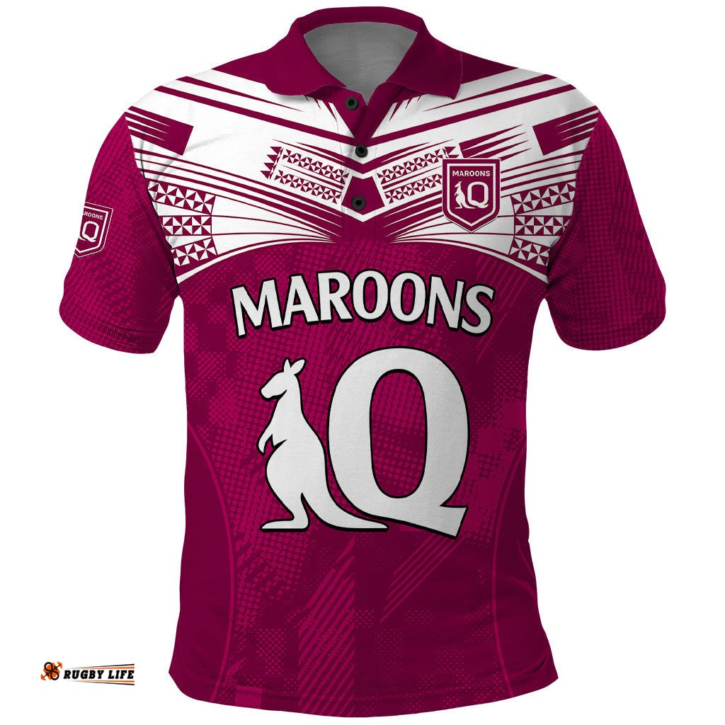Queensland Maroon Rugby Polo Shirt Origin Queensland Sporty Style