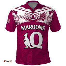Queensland Maroon Rugby Polo Shirt Origin Queensland Sporty Style
