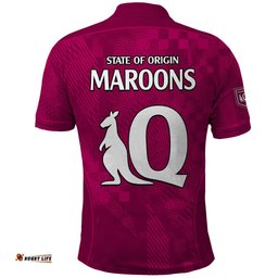 Queensland Maroon Rugby Polo Shirt Origin Queensland Sporty Style