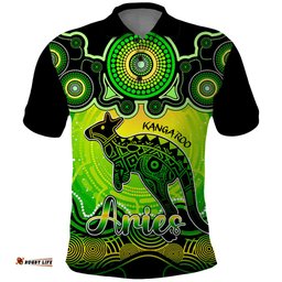 Personalised Australia Aries Kangaroo Zodiac Polo Shirt Auz Astrology Aboriginal - Green