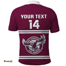 Personalised Sea Eagles Rugby Polo Shirt Manly Warringah Maroon Sporty Style