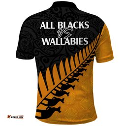 Australia Wallabies and Aotearoa Rugby Polo Shirt Kangaroo Black Fern Maori Gold Vibe