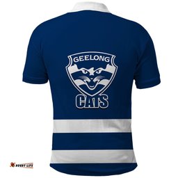 Geelong Football 2023 Polo Shirt Go Cats Navy Blue Sporty Style