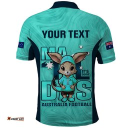 Custom Matildas Polo Shirt Australian Cute Mascot Unique Turquosie Version