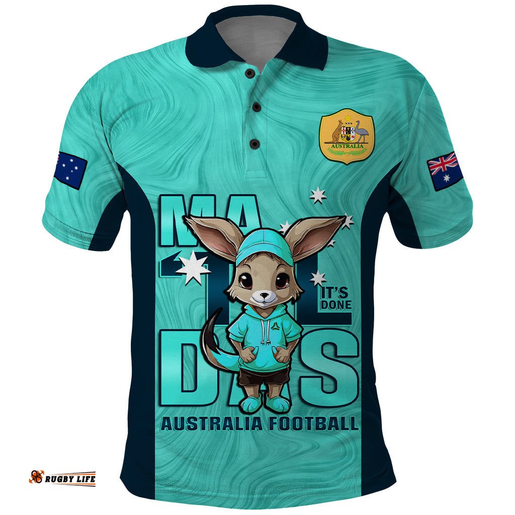 Custom Matildas Polo Shirt Australian Cute Mascot Unique Turquosie Version