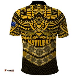Matildas Soccer Polo Shirt Polynesian and Aboriginal Gold Vibe
