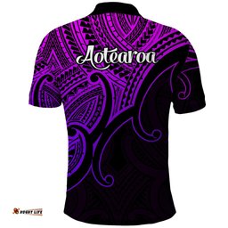 Aotearoa Maori Koru Polo Shirt Polynesian Pacific Tribal - Purple