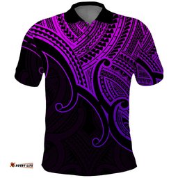 Aotearoa Maori Koru Polo Shirt Polynesian Pacific Tribal - Purple