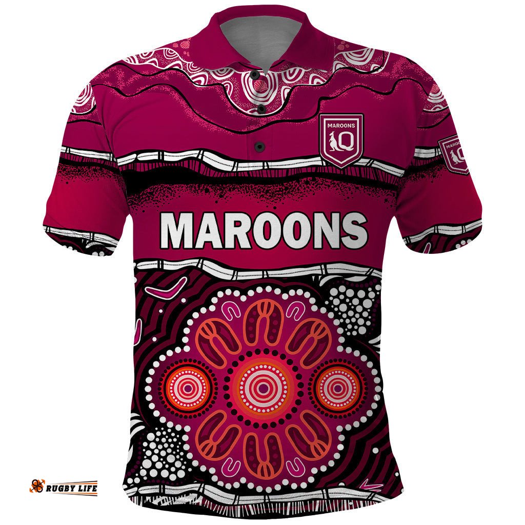 Maroons Rugby Polo Shirt Aboriginal Queensland State of Origin
