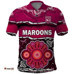 Maroons Rugby Polo Shirt Aboriginal Queensland State of Origin