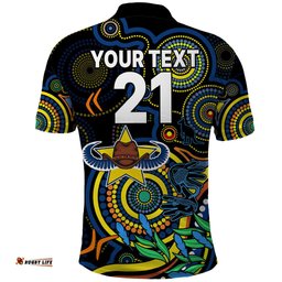 Custom Cowboys Rugby Aboriginal Art Polo Shirt NAIDOC Indigenous Tribal