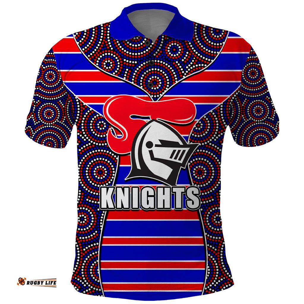 NRL - Knights Polo Shirt Mix Dot Aboriginal