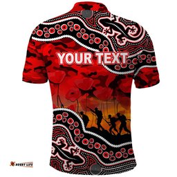 Custom Personalised Anzac Day NRL - Dolphins Polo Shirt Aboriginal Lizard Patterns