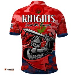 Knights Rugby ANZAC Polo Shirt Lest We Forget