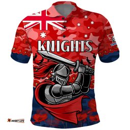 Knights Rugby ANZAC Polo Shirt Lest We Forget