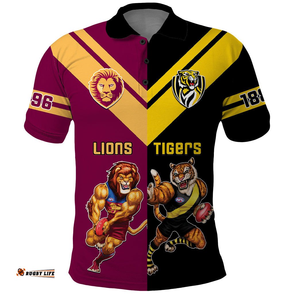 Personalised Richmond And Brisbane Lions Football Polo Shirt Sporty Version