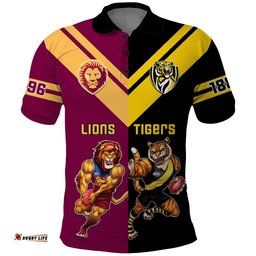Personalised Richmond And Brisbane Lions Football Polo Shirt Sporty Version