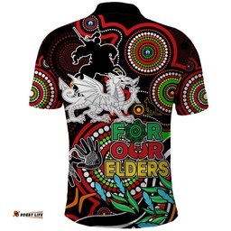 Dragons Rugby Aboriginal Art Polo Shirt NAIDOC Indigenous Tribal