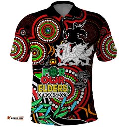 Dragons Rugby Aboriginal Art Polo Shirt NAIDOC Indigenous Tribal