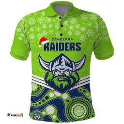 Custom Raiders Rugby Christmas Polo Shirt Merry Xmas 2023 Mix Aboriginal Art