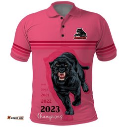 Panther Premierships Polo Shirt Go Champions 2023 Pink Simple Style