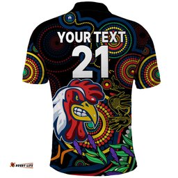 Custom Roosters Rugby Aboriginal Art Polo Shirt NAIDOC Indigenous Tribal