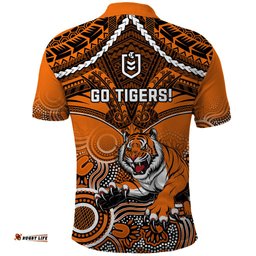 Tigers Rugby Polo Shirt Aboriginal Mix Polynesian Pattern