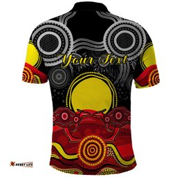 Custom Personalised Australian Indigenous Polo Shirt Kangaroos Circle Aboriginal Art