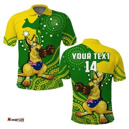 Custom Text And Number Australia Polo Shirt Boxing Kangaroo Indigenous National Color Art Amazing Aussie