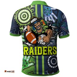 Raiders Rugby Polo Shirt - Custom Raiders Rugby Ball Aboriginal Indigenous Sport Style Polo Shirt Amazing Aussie