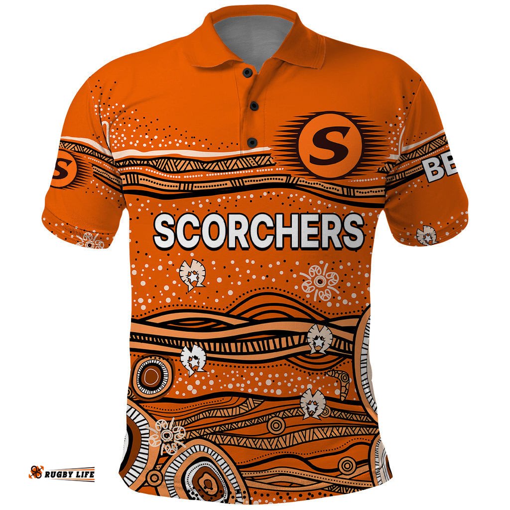 Custom Text And Number Australia Scorchers Cricket Polo Shirt Indigenous 2023