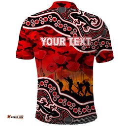 Custom Personalised Anzac Day NRL - Dragons Polo Shirt Aboriginal Lizard Patterns