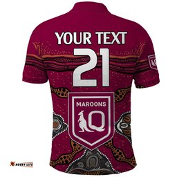 Custom Text And Number QLD Maroons Rugby Polo Shirt Queensland Aboriginal Origin