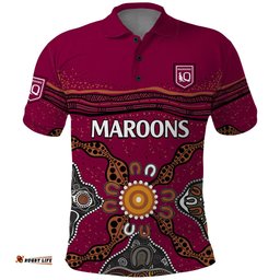 Custom Text And Number QLD Maroons Rugby Polo Shirt Queensland Aboriginal Origin