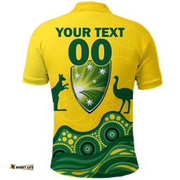 Custom Personalised Australia Cricket Aboriginal Pattern Polo Shirt