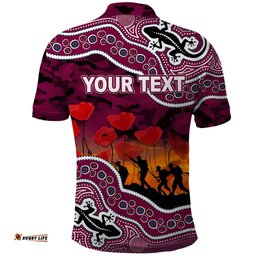 Custom Personalised Anzac Day NRL - Sea Eagles Polo Shirt Aboriginal Lizard Patterns
