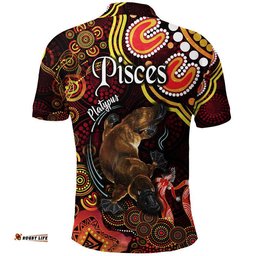 Australian Astrology Polo Shirt Pisces Platypus Zodiac Aboriginal Vibes - Red Amazing Aussie