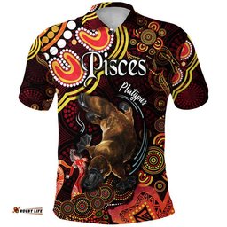Australian Astrology Polo Shirt Pisces Platypus Zodiac Aboriginal Vibes - Red Amazing Aussie