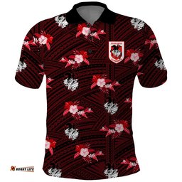 Custom Text And Number Dragons Rugby Polo Shirt Polynesian Tribal Mix Tropical Hawaiian Style