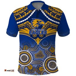 Personalised West Coast Football Polo Shirt Eagles Aboriginal Mix Polynesian Pattern