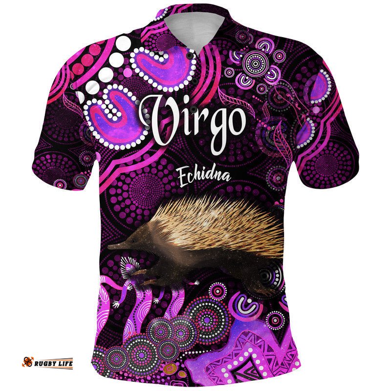 Custom Personalised Australian Astrology Polo Shirt Virgo Echidna Zodiac Aboriginal Vibes - Pink Amazing Aussie