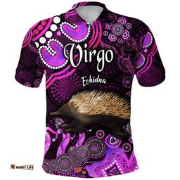 Custom Personalised Australian Astrology Polo Shirt Virgo Echidna Zodiac Aboriginal Vibes - Pink Amazing Aussie