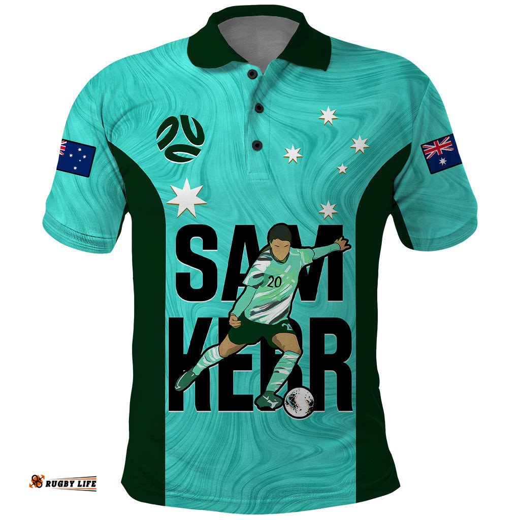 Australia Soccer Polo Shirt Sam Kerr Matildas Proud 2023 World Cup Turquoise