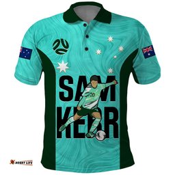 Australia Soccer Polo Shirt Sam Kerr Matildas Proud 2023 World Cup Turquoise