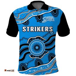 Custom Text And Number Adelaide Strikers Cricket Polo Shirt Aboriginal Painting Amazing Aussie
