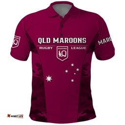 Personalised QLD Rugby Polo Shirt Go Maroons Camouflage Sporty Style